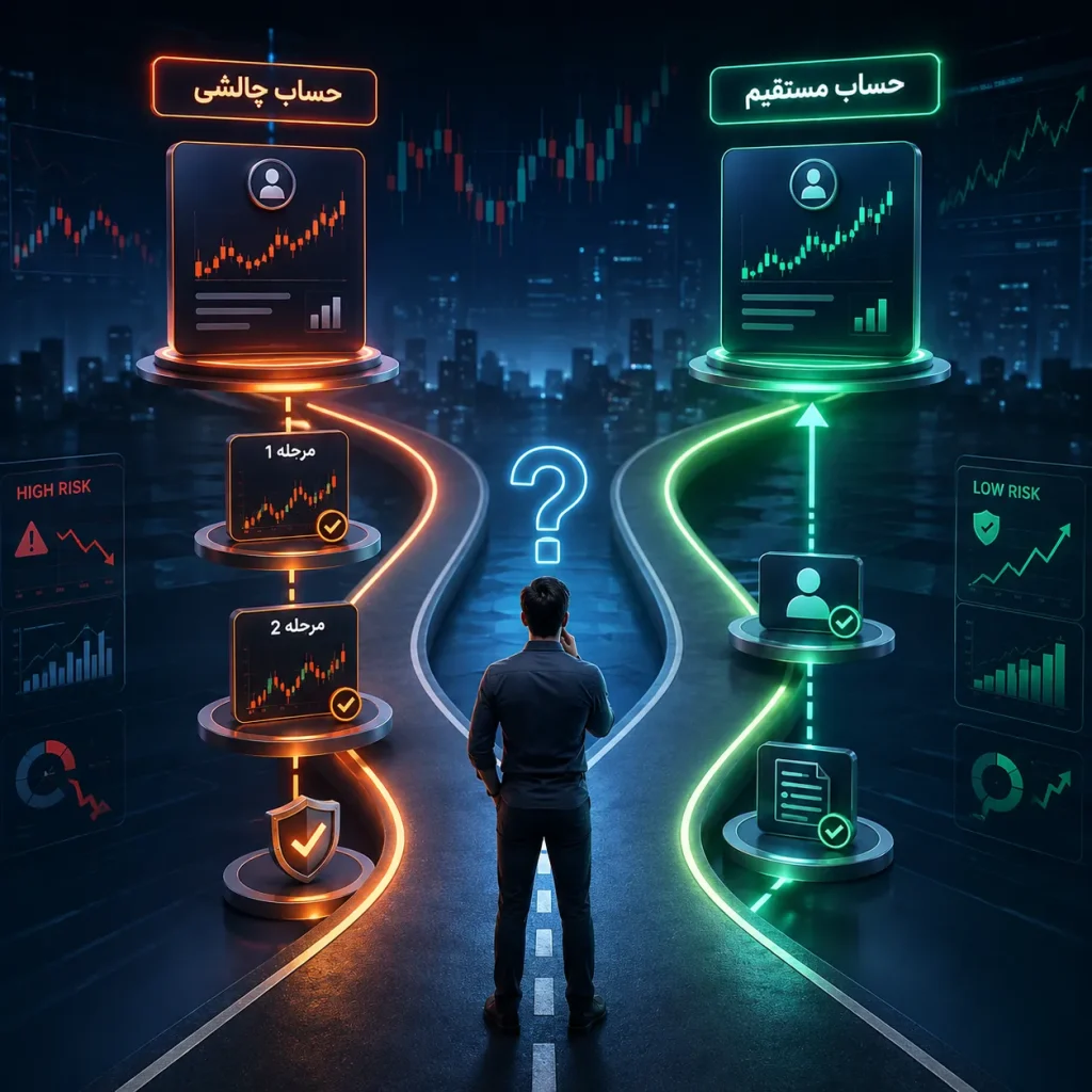 مقایسه مسیر حساب پراپ مستقیم و حساب چالشی