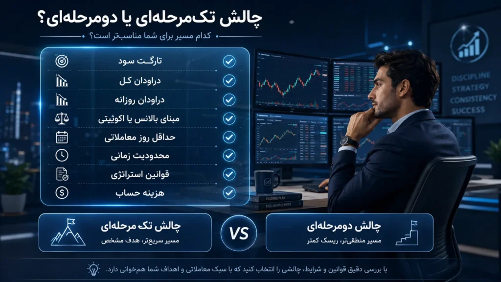 چک لیست انتخاب چالش تک مرحلهای یا دو مرحلهای